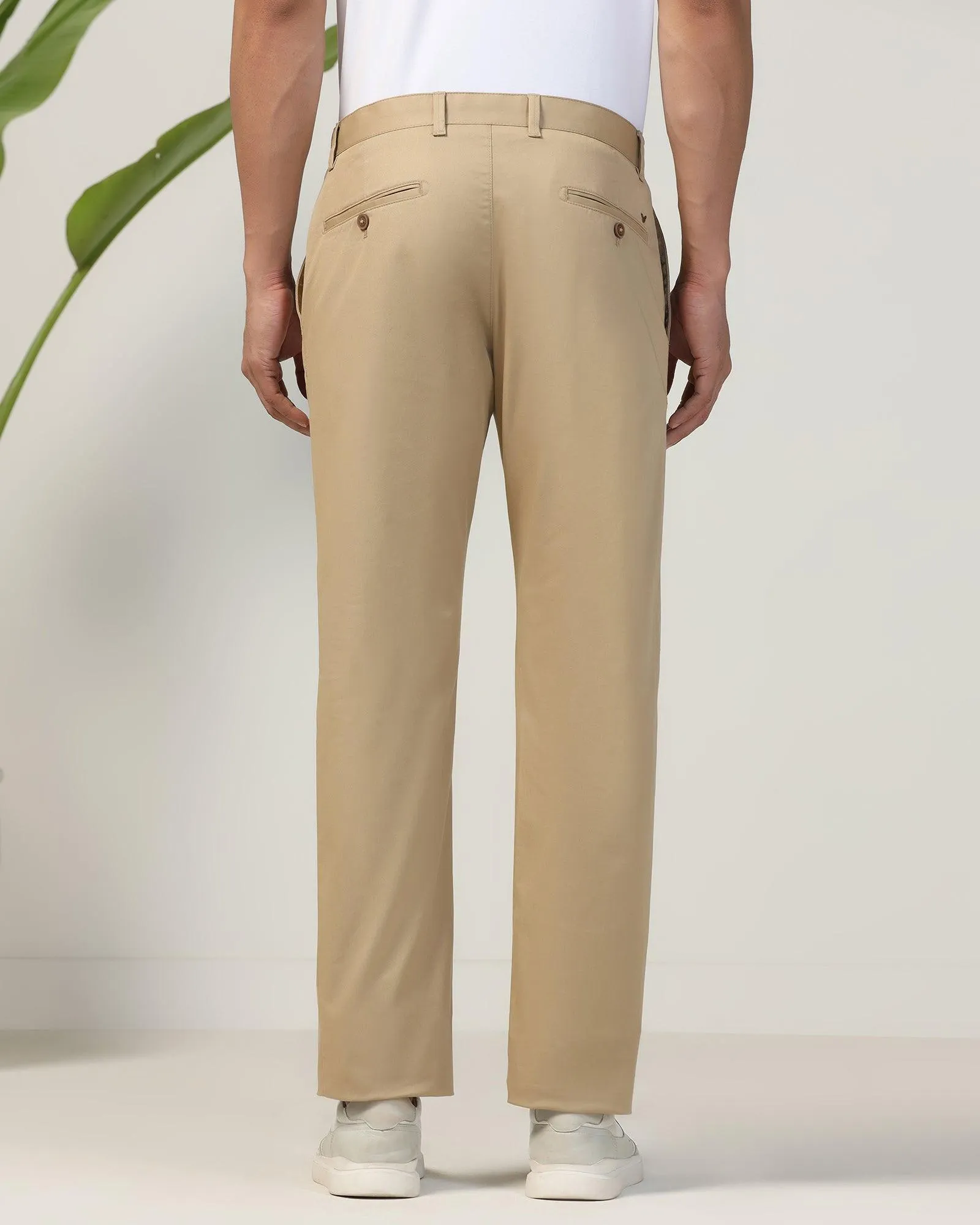 Slim Comfort B-95 Casual Beige Solid Khakis - Marico