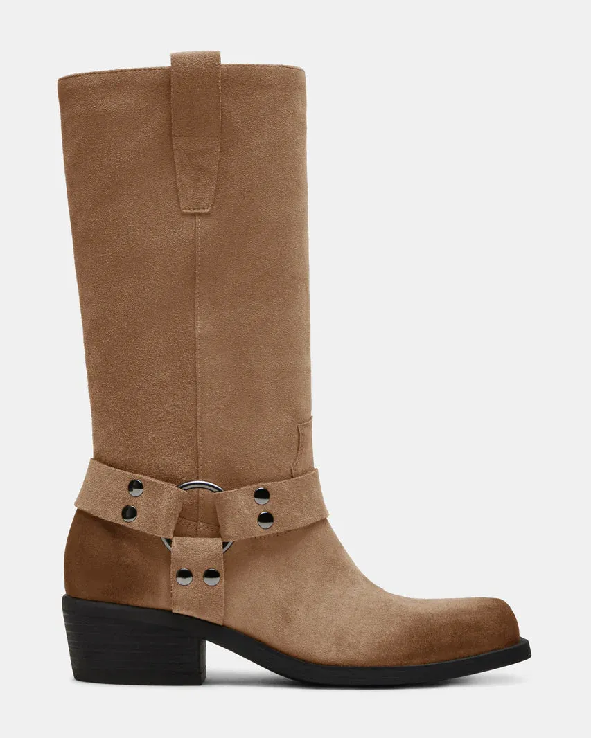 STEVE MADDEN RUSKIN TAUPE SUEDE COWBOY