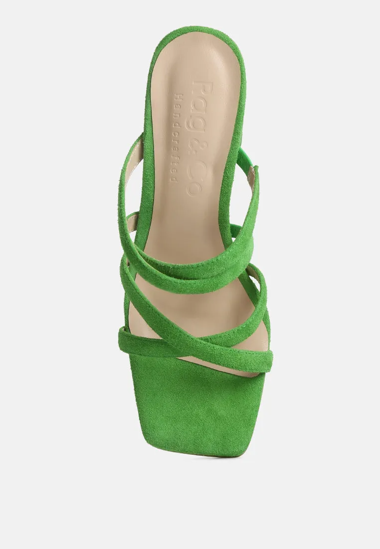 Valentina Strappy Casual Block Heel Sandals In Green