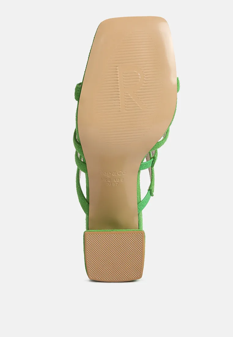 Valentina Strappy Casual Block Heel Sandals In Green