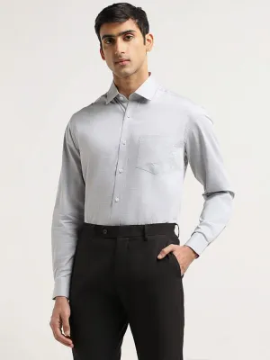 WES Formals Grey Checked Cotton Relaxed Fit Shirt