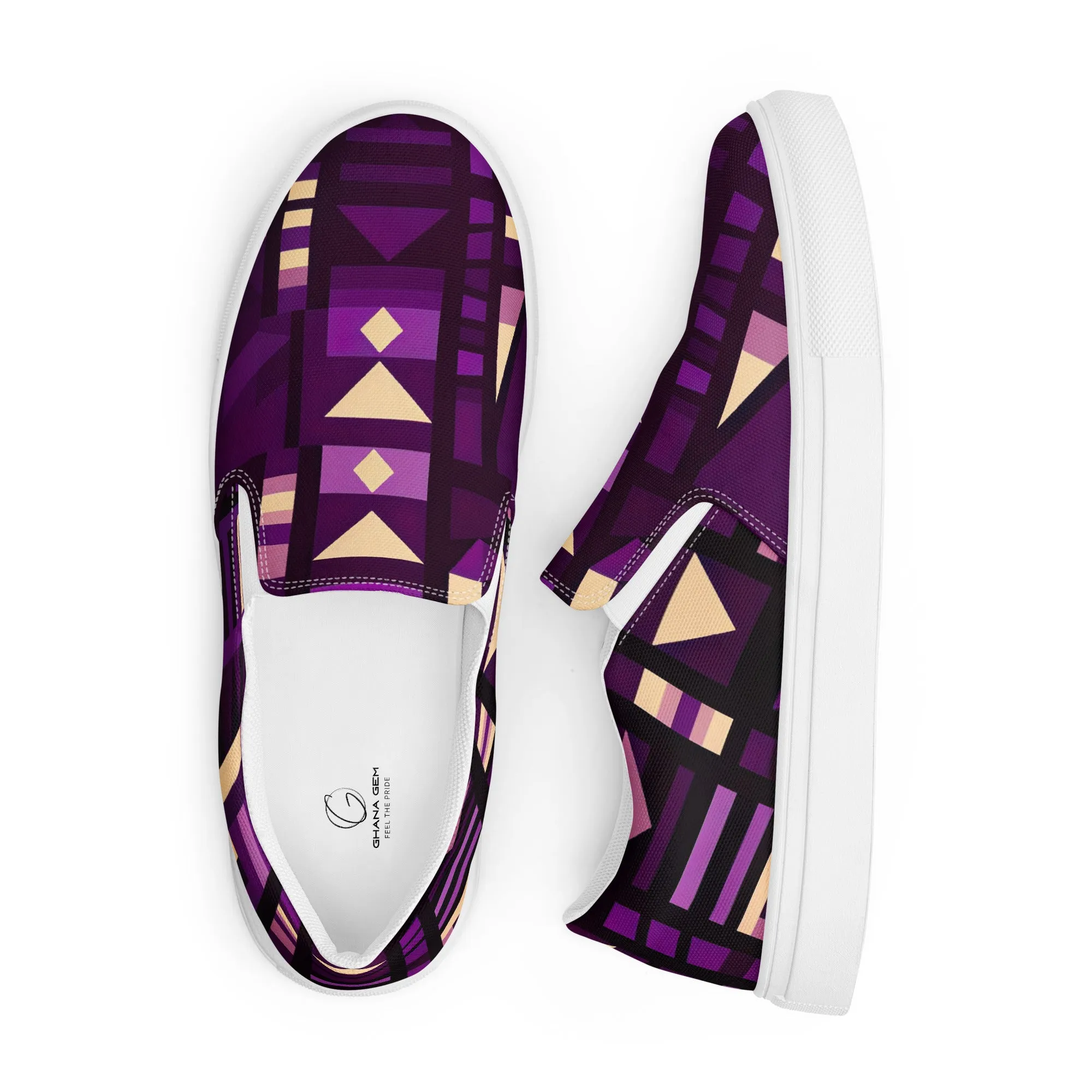 Women’s Purple Kente Slip-on Canvas Shoes