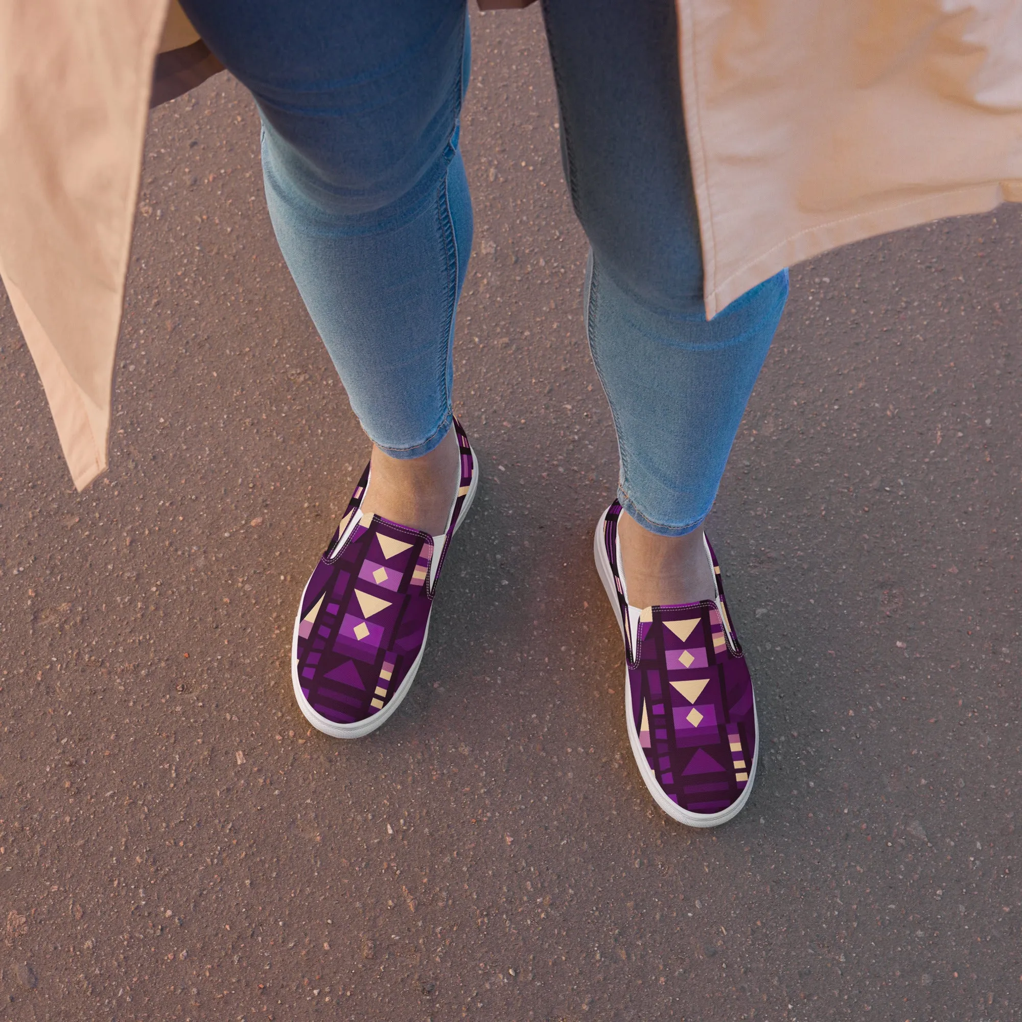 Women’s Purple Kente Slip-on Canvas Shoes