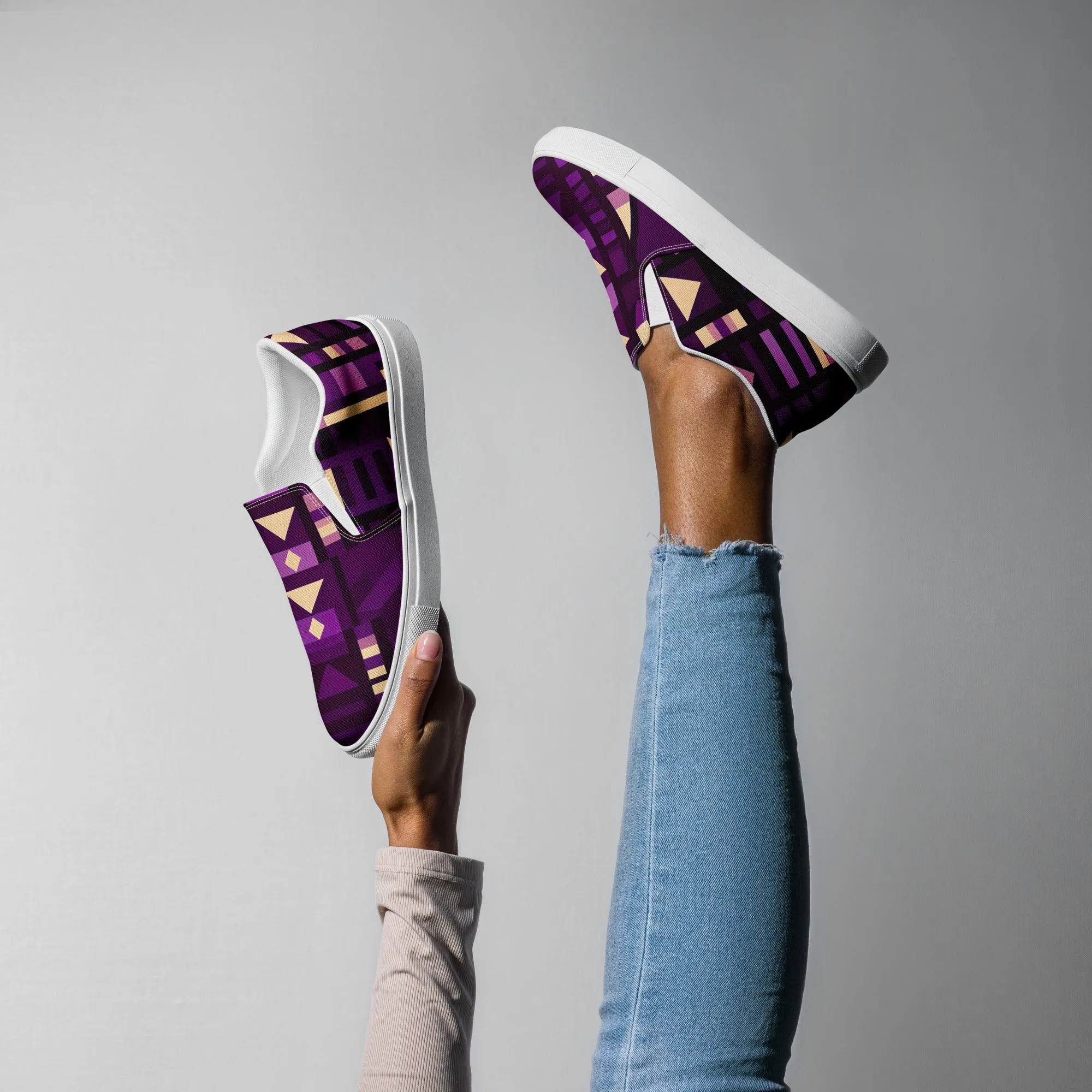 Women’s Purple Kente Slip-on Canvas Shoes