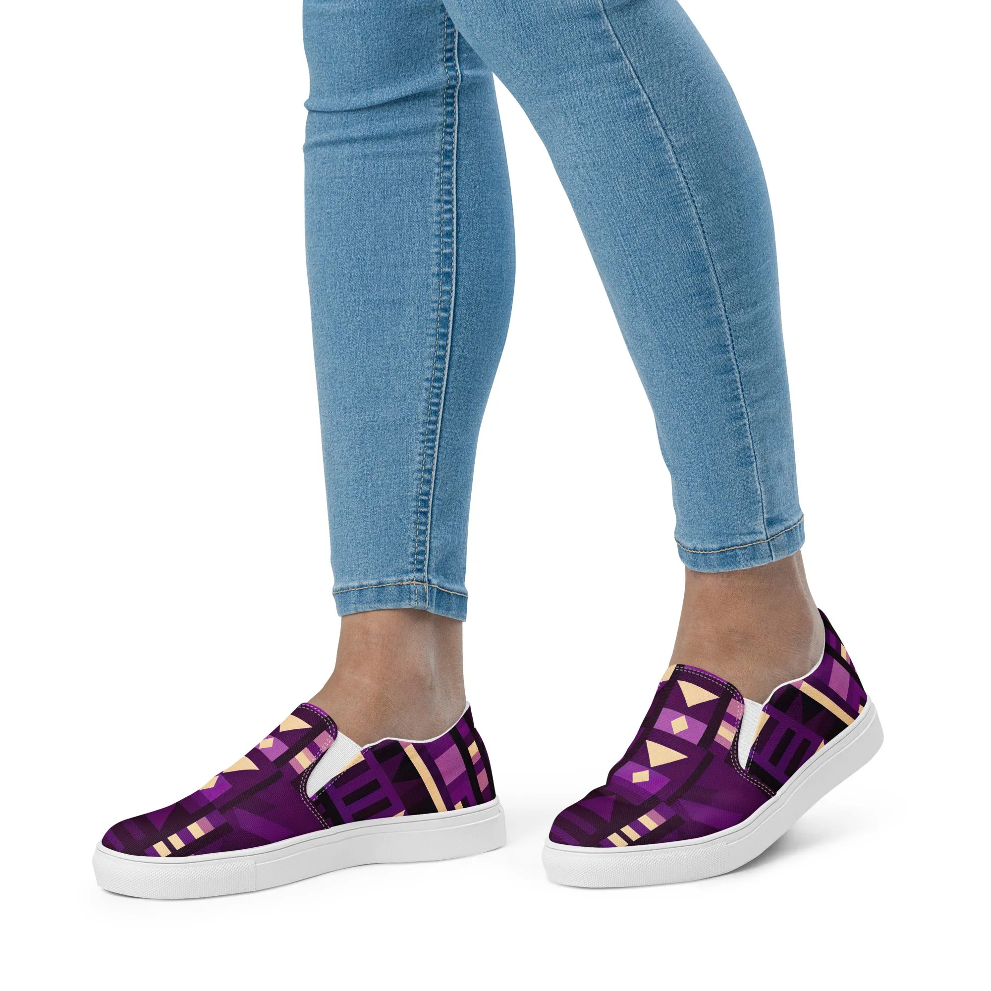 Women’s Purple Kente Slip-on Canvas Shoes