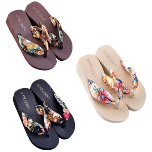 XIN CHENG   Floral Beach Style Wedge Sandals for Women - Variety Colors