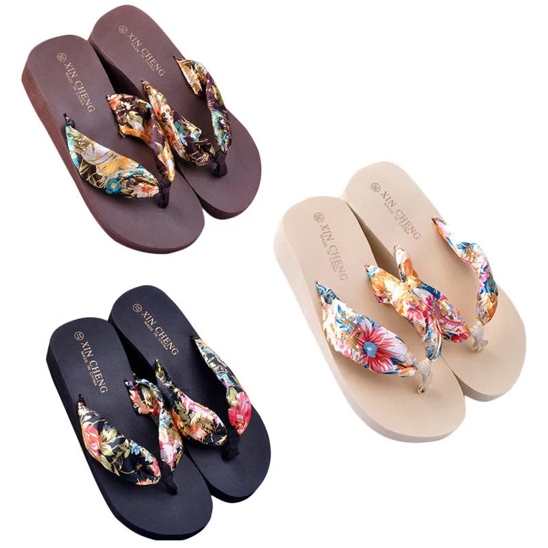 XIN CHENG   Floral Beach Style Wedge Sandals for Women - Variety Colors